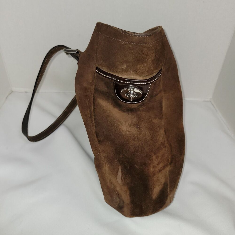 Coach Leatherware Brown Suede Leather Large Tote Bag Vintage Y2K *Flaw - Picture 10 of 16